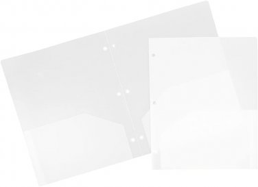 Heavy Duty Plastic 3 Hole Punch Pocket Folders - Extra Tough School Folders - Cl
