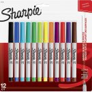 Permanent Markers, Ultra Fine Point, Assorted Colors, 12 Count