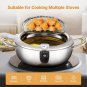 Deep Fryer Pot, Japanese Tempura Fryer Pot, 3.4L Stainless Steel Frying Pot with