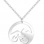 Stainless Steel Mountain Bicycle Bike round Pendant Necklace for Sports Gifts