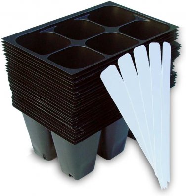 - Seedling Starter Trays, 144 Cells: (24 Trays; 6-Cells per Tray), plus 5 Plant