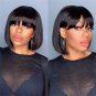 Short Bob Human Hair Wigs with Bangs Straight Wigs 100% Brazilian Virgin Hair Gl
