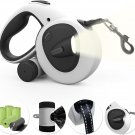 Retractable Dog Leash with LED Light Dispenser 75 Poop Bags 16Ft Heavy Duty Dog
