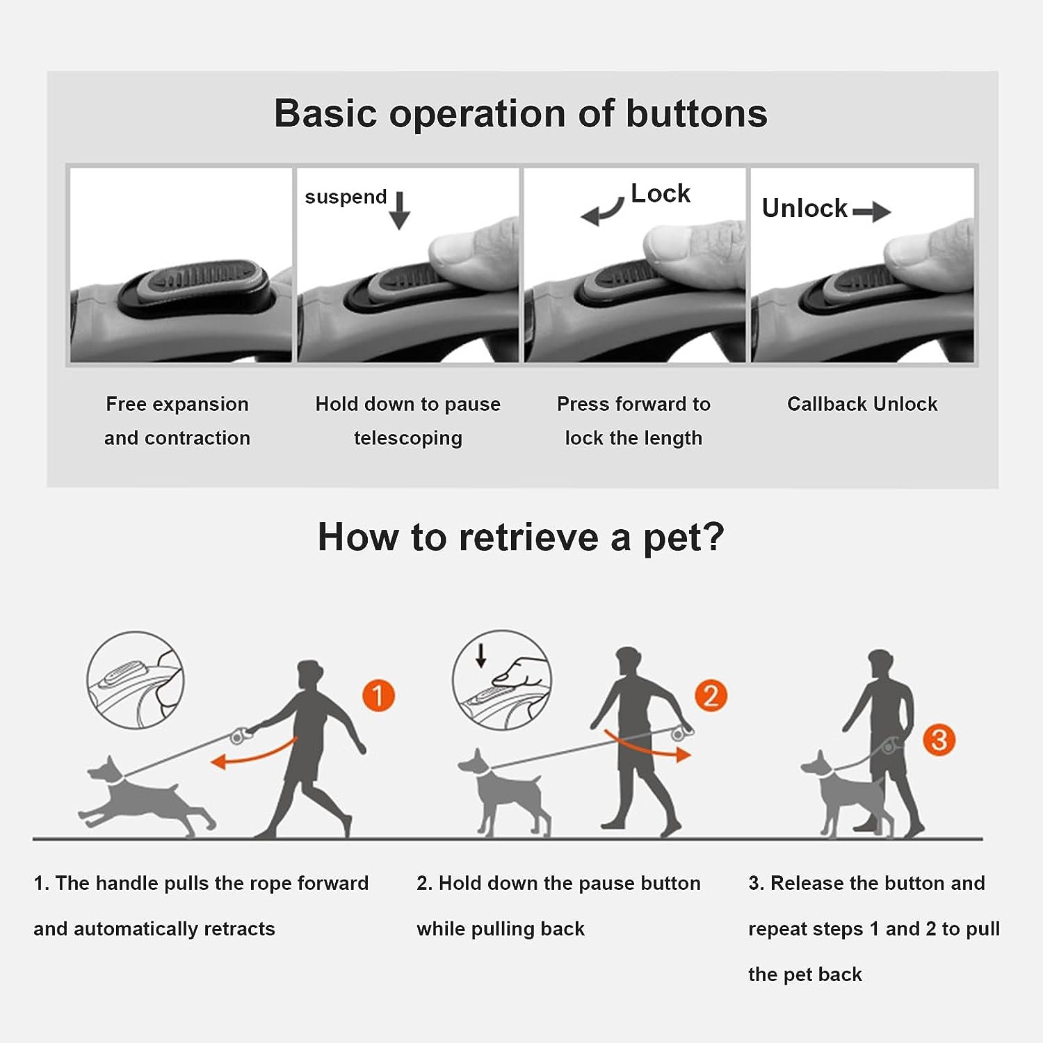 Retractable Dog Leash with LED Light Dispenser 75 Poop Bags 16Ft Heavy