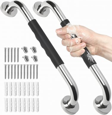 2 Pack Grab Bars for Bathroom, 16 Inch anti Slip Bathroom Handicap Grab Bars for