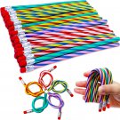 35 Pcs 7 Inch Flexible Soft Pencils,Magic Bend Pencils,Colorful Stripe Soft Penc