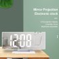 Projection Alarm Clock, LED Mirror Display Digital Clock with Temperature, 3-Lev