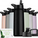 ™ Triple-Insulated Stainless Steel Water Bottle - 25 Oz. with 3 Lids, Reusable I