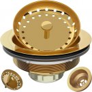 Kitchen Sink Drain Strainer - Gold Sink Drain Assembly 3-1/2 Inch with Fixed Pos