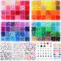 QUEFE 3250Pcs Pony Beads Set, Kandi Beads 2400Pcs Rainbow Beads in 96 Colors, 80