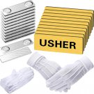 10 Pcs Magnetic Usher Tags with 10 Pairs White Nylon Cotton Gloves Reusable Ushe