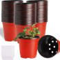 110 Pcs 4" Nursery Pots Thick & Reusable - Brick-Red 10Cm Garden Seeds Growing G