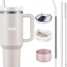 40 Oz Tumbler with Handle and Straw Stainless Steel Vacuum Insulated Tumbler Tea
