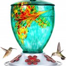 BOLITE Hummingbird Feeders for Outdoors, Hand Blown Glass, 30 Ounce, 5 Feeding P