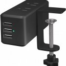Desk Edge Clamp Power Strip with 6 Outlets,3 USB-A Ports,Maximum Mounting Thickn