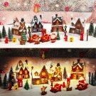 26Pcs Christmas Village Sets, Resin Christmas Village Houses with LED Light, Chr