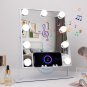 Lighted Vanity Mirror with Lights Bluetooth and Wireless Charging,Makeup Mirror