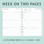 2024 Weekly & Monthly Planner Refill for A5 Ring Binder, 5-1/2" X 8-1/4", from J