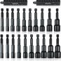 20Pcs Magnetic Power Nut Driver Set for Impact Drill, SAE and Metric 1/4&acirc;�� Hex He