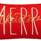 Christmas Pillow Cover 12X20 Inch Merry Christmas Lumbar Pillow Cover Gold Red D