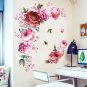 Peony Flower Wall Stickers 3D Pink Flowers Wall Decals, Peel and Stick Removable