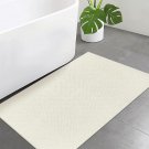 G Small Bathroom Rug, 2' X 3' Washable Woven Entryway Rug Low Profile, White/Bei