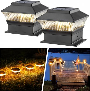 Solar Post Cap Lights, 4X4 4X6 6X6 Fence Post Light Solar Powered, 25 Lumens Dec