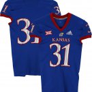 Kansas Jayhawks Team-Issued #31 Blue Jersey from the 2018-21 NCAA Football Seaso