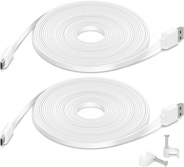 2 Pack 26FT Flat Power Extension Cable Compatible with Wyze Cam Pan, Kasa Cam, Y