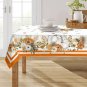 Fall Tablecloth Rectangle 60X84 Inch - White Pumpkin Flowers Waterproof Table Cl