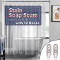 Clear Shower Curtain Liner with 12 Hooks - 72" X 72" PEVA Lightweight 4G Shower