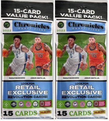 2022  Chronicles Draft Picks Collegiate Basketball Lot of 2 Cello Fat Packs - 15