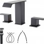 Black Widespread Bathroom Faucet for Sink 3 Hole 8 Inch 2 Handles Waterfall Bath