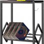 Record Player Stand Vintage with Album Storage Record Player Table Holds up to 8