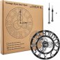 Antique Vintage 16" round Wall Clock, Wooden Handmade 3D Gear Design (Silver wit