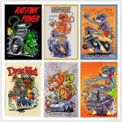 6 PCS Rat Fink Decorative Signs Metal Tin Sign for Men Women,Wall Decor for Bars