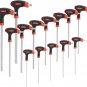 14 Piece T Handle Allen Wrench Set, 7 Imperial and 7 Metric Hex Key Set (Red and