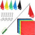 5Pcs Horse Training Flag and 55In Telescoping Pole with Hook for Horse Lunging T