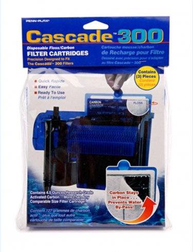 Penn-Plax Cascade 300 GPH Hang on Aquarium Filter Cartridges with Activated Carb