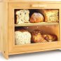 Bread Box for Kitchen Countertop - Double Layer Bread Storage Bin with Clear Win