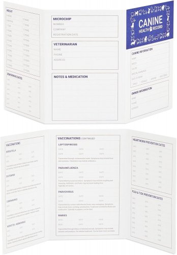 24 Pack Puppy Vaccination Record Card, Dog Vaccine and Canine Health Record Book