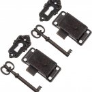 2 Sets Skeleton Key Lock Decorative Antique Brass Cabinet Lock with Key for Ches