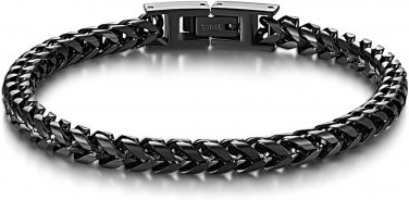 Mens Bracelet - Stainless Steel Fold over Clasp Franco Chain Bracelets Mens Jewe