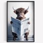 Funny Highland Cow Wall Art Canvas in Bathroom Picture, Humor Animals Bathroom A