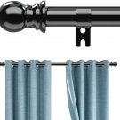 Black Curtain Rods for Windows 28 to 42 Inch, Heavy Duty 1" Diameter Drapery Rod
