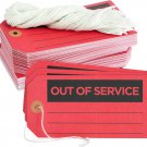 100 Pack Red Out of Service Tags with String, Bulk Set Maintenance Equipment Rep
