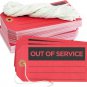 100 Pack Red Out of Service Tags with String, Bulk Set Maintenance Equipment Rep