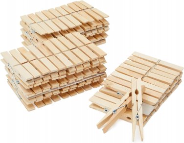 100-Pack Large 4 Inch Wooden Clothespins - Heavy Duty Outdoor Clothes Clips for
