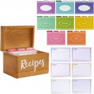 Wooden Recipe Box with Cards and 24 Dividers with Meat, Veggie, Dessert Tabs (7X