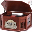 10-In-1 Wood Classic Turntable Stereo System with Bluetooth Connection, Vinyl Re